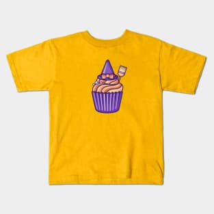 Witchy cupcake on light bg Kids T-Shirt